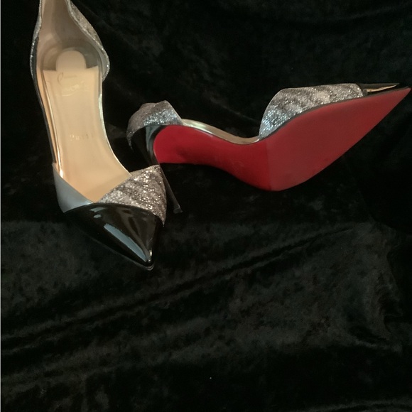 Elegant Black and Silver Christian Louboutin Women\'s Heels